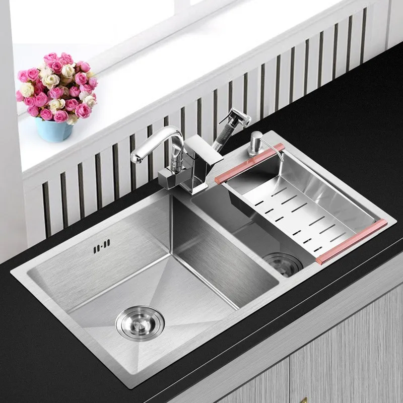 Большая кухонная раковина с двойным начесом большая над столешницей из