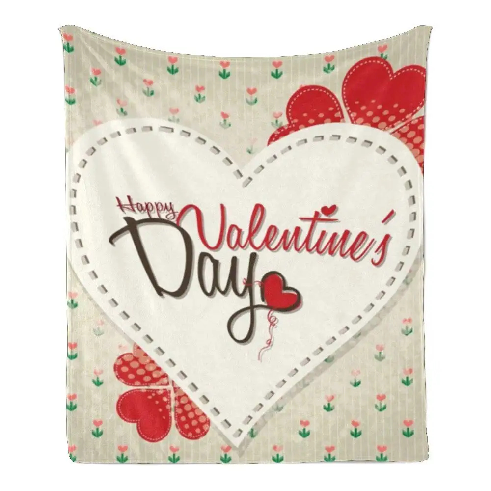 

Супермягкое Флисовое одеяло на заказ, покрывало для дивана, кровати, в подарок, с рисунком сердца, клевера, листьев