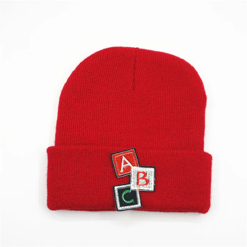 

Утепленная вязаная шапка ABC с вышивкой и буквами, зимняя теплая шапка, шапочки, шапка, Шапка-бини для детей, мужчин и женщин, 238