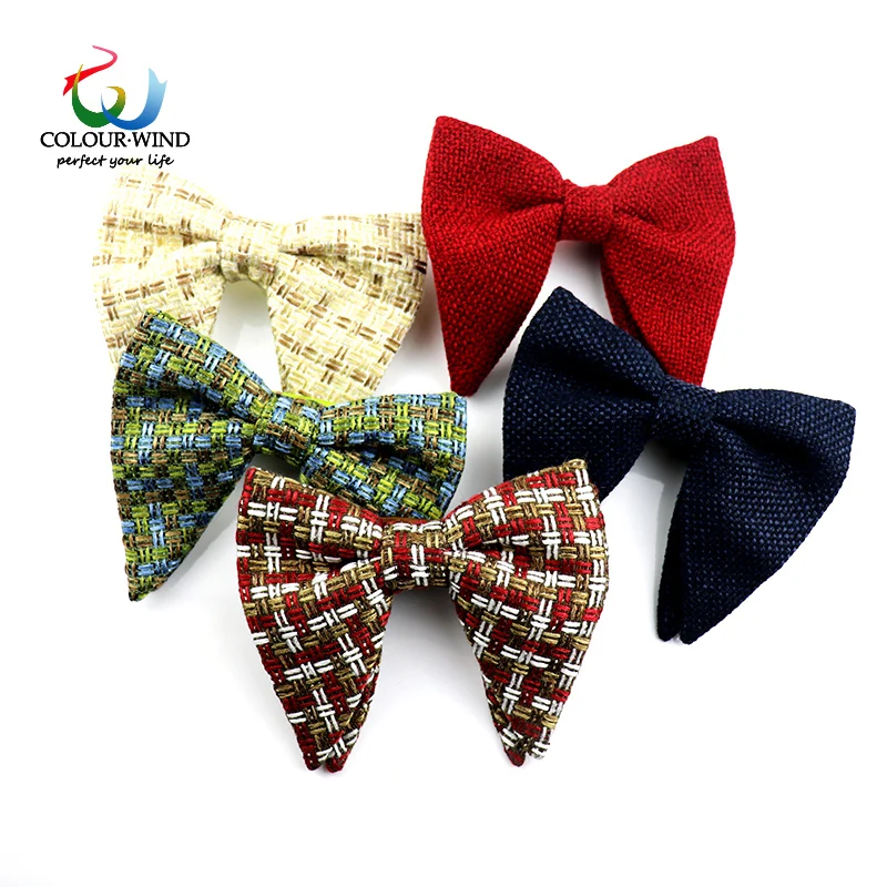 

Newest Cotton Polyester Big Bow Ties For Men Women Plaid Solid Butterfly 12*11CM Casual Adult Bowtie Cravats