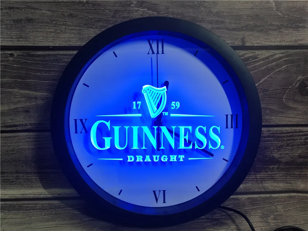 

0E002 Guinness винтажные логотипы пивной бар APP RGB 5050 светодиодные неосветодиодный световые знаки настенные часы