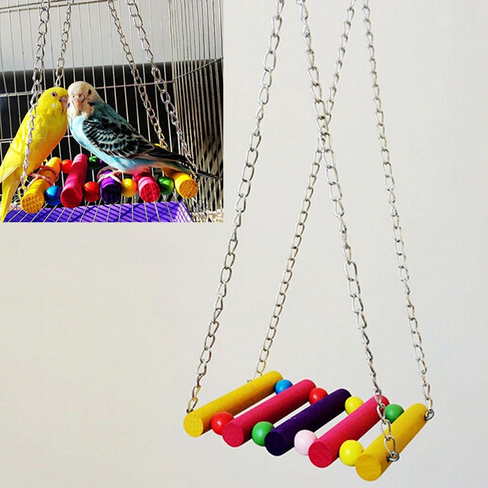 

Parrot Parakeet Perches Hanging Toy Pet Stand Training Accessories Birds Swing Toys Cage Hanging Braided Chew Rope