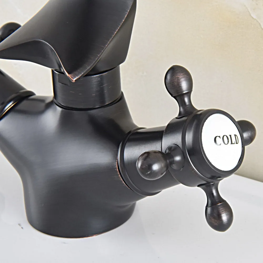 Черный бронзовый поворотный носик с двумя перекрестными ручками милое животное