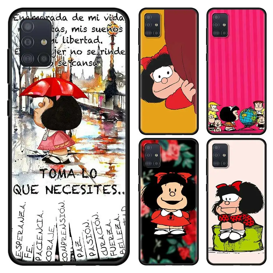 

Mafalda Hot Sale Phone Case for Samsung Galaxy A51 A71 A21s A12 A31 A41 A32 A02s A11 A72 A52 A42 5G A01 A91 A21 EU Black Cover