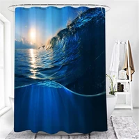 3d beach landscape seaside bathroom waterproof shower curtain anti peeping bath blackout screen door bath curtains