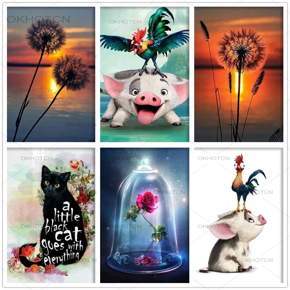 

Full Drill Sunset Landscape Diamond Painting Dandelion Art Print Diy Embroidery Cross Stitch Kit Mosaic Wall Art Home Decoration