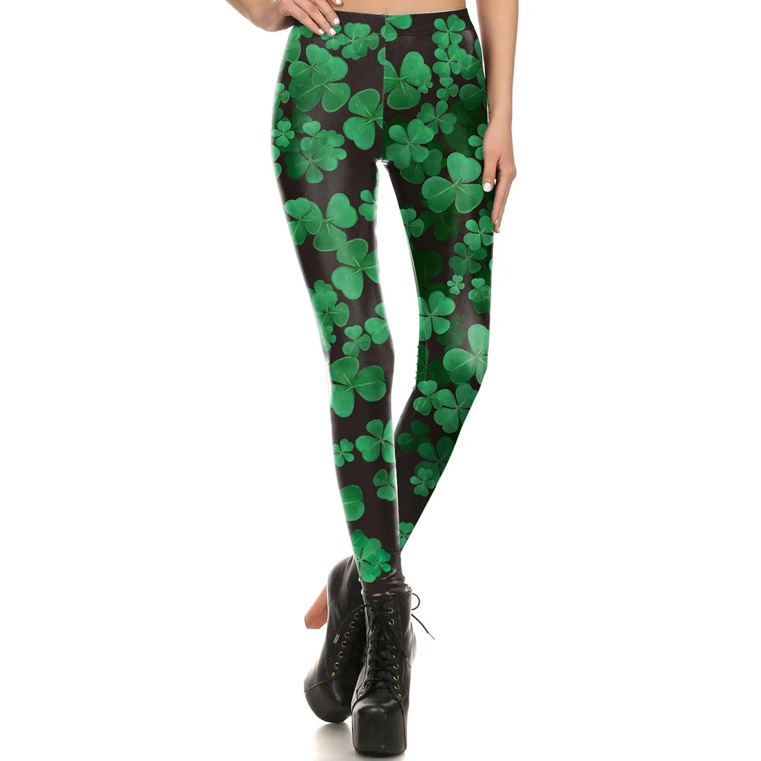

Women St.Patrick'sDay Green Festival Digital Printed Stretch Tights Halloween Cosplay Costume Party Dress Up Vest Pants Set