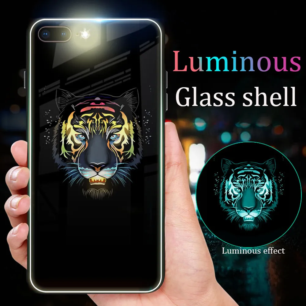 Светящийся чехол из закаленного стекла для Iphone 8 7 6 S Роскошный XS MAX XR X с