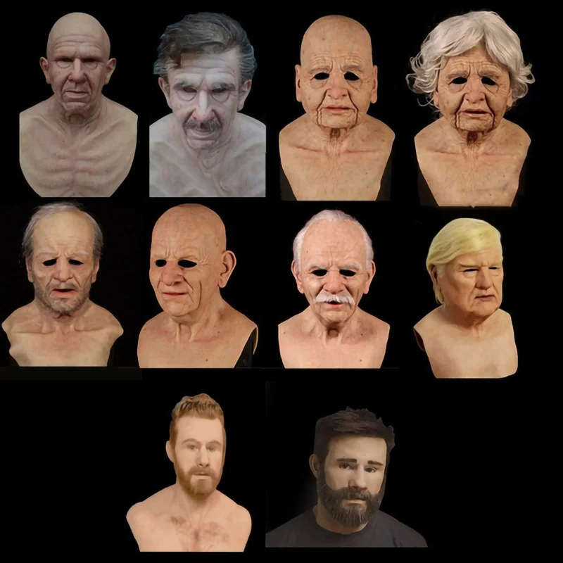 

Halloween Party Horror Mask Spoof Mask Old Man Moving Mouth Headgear Performance Prop for Halloween Christmas Party Props