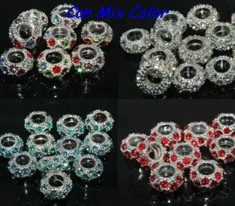 

rt43ose DIY silver plated free shipping big hole spacer Wheel Beads European Bead Bracelet necklace crystal