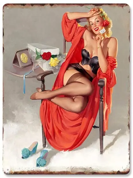 

Royal Tin Sign Sexy Beauty Girls 11.8 7.8 inches, Rectangle Metal Signs for Home and Kitchen Bar Cafe Retro Wall Decor,