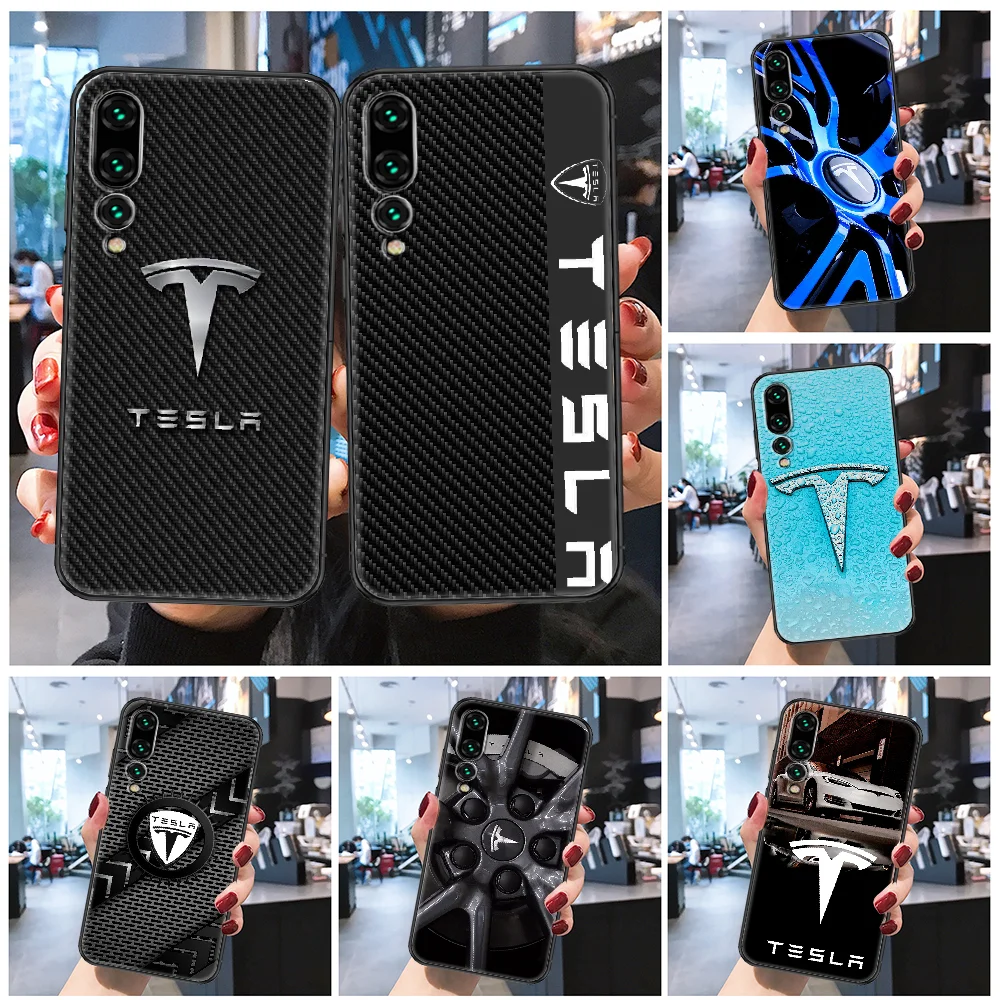 Tesla Inc. car logo rim Phone case For Huawei Honor 6 7 8 9 10 10i 20 A C X Lite Pro Play Frosted black art waterproof luxury