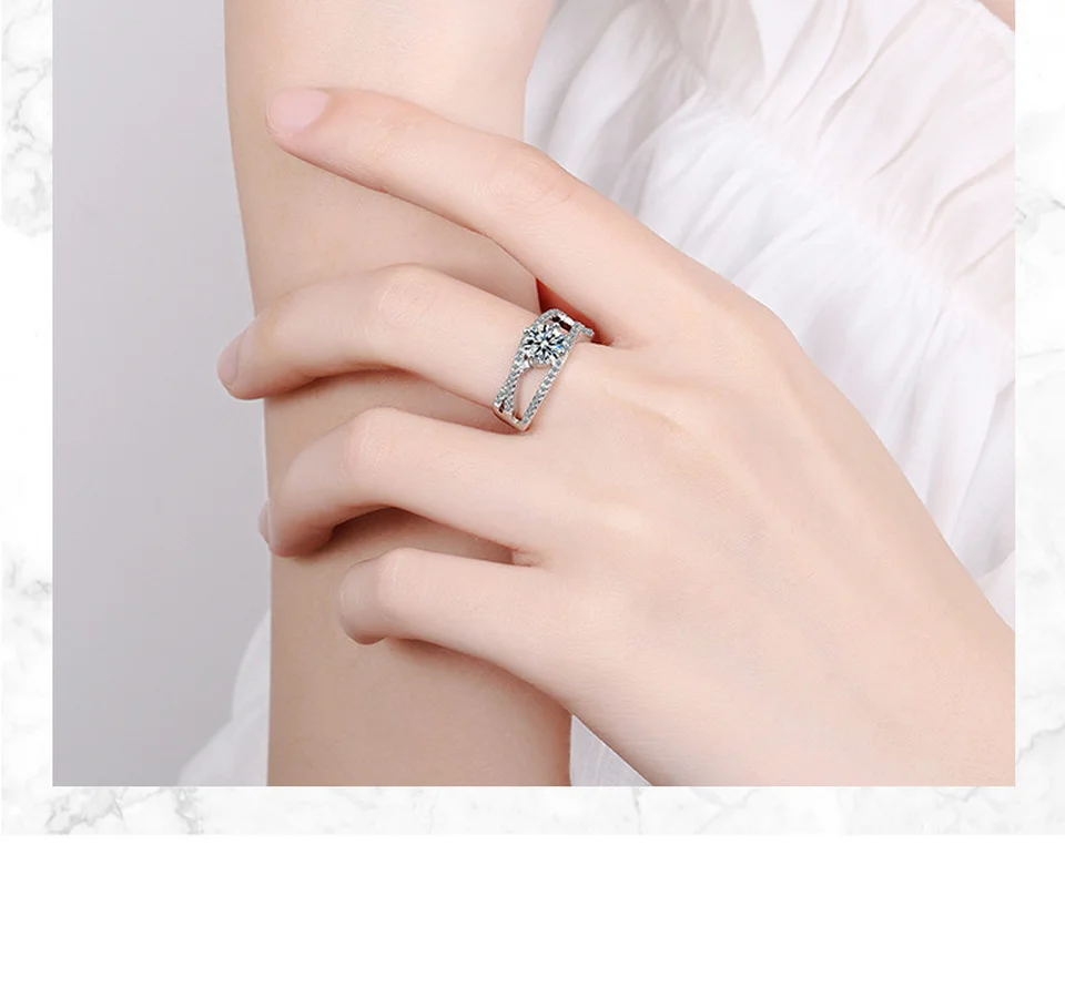 

Luxury Zircon Diamond Ring for Women Wedding Statement Ring 925 Silver Plated Fashion Jewelry Geometric Stone Couple Rings Gift