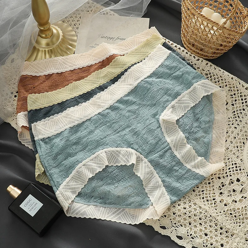 

2021 New Japanese Girls' Panties Women's Cotton Underwear Sexy Lace Panties Low Waist Hollow Out Briefs Female Fashion Lingerie