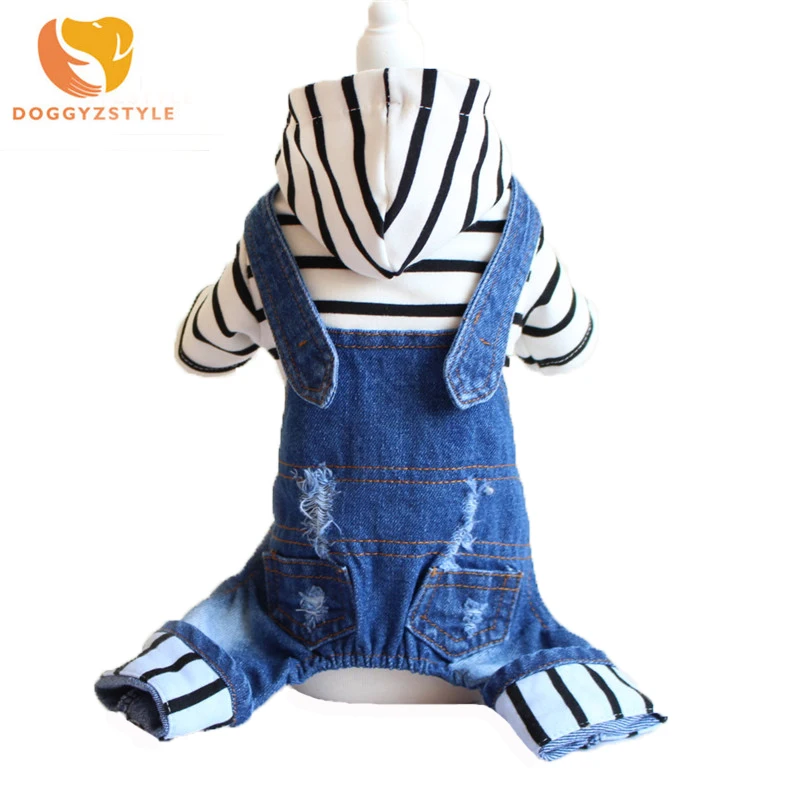 Комбинезон для домашних питомцев джинсовый комбинезон с толстой флисовой