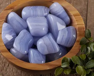 Blue LACE Agate Tumbled Stones - Banded Blue Chalcedony Crystals-1pc