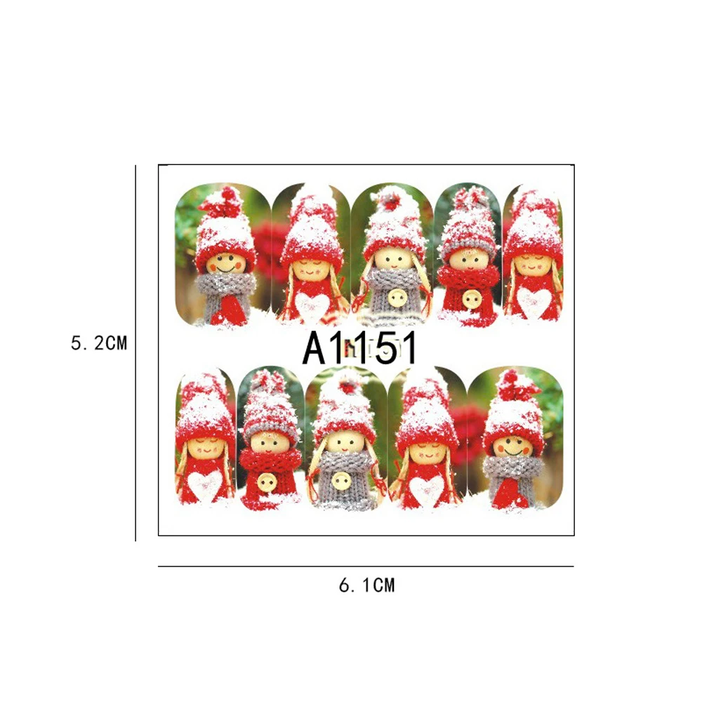12Pcs Christmas Winter Popular Water Slide Nail Art Sticker Self-Adhesive DIY Decals Tips Snowman Manicure Stickers Decal | Красота и