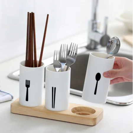 

Kitchen Storage Box Chopsticks Tube Drain Rack Spoon Bucket Knife Fork Tableware Holder Racks Kitchen Utensil Holder New