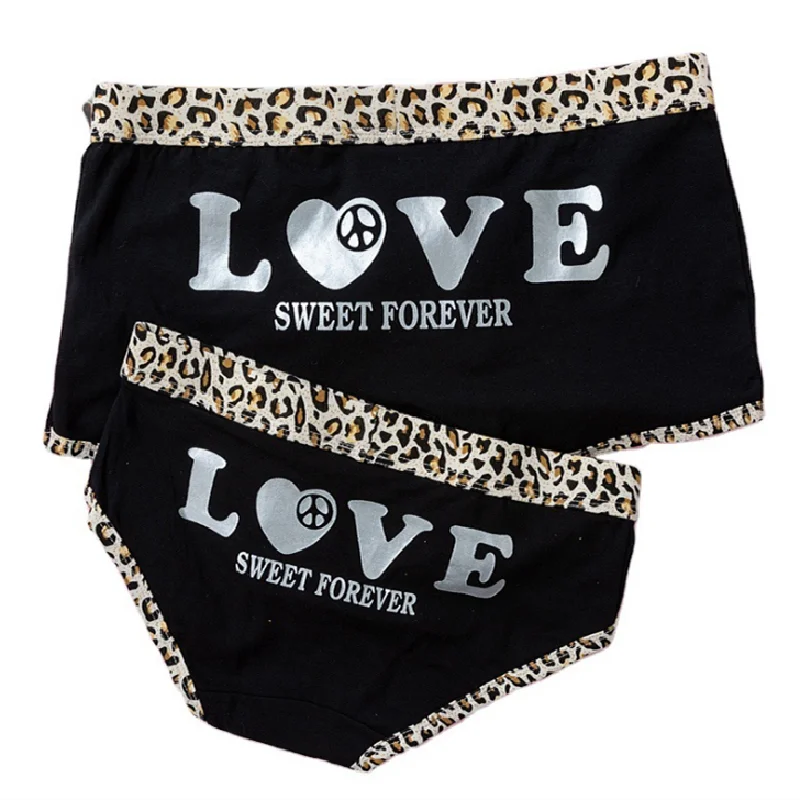 

New Lovers underwear cotton set sexy double underwear cotton leopard print cute 2 pairs of men's boxer briefs women briefs
