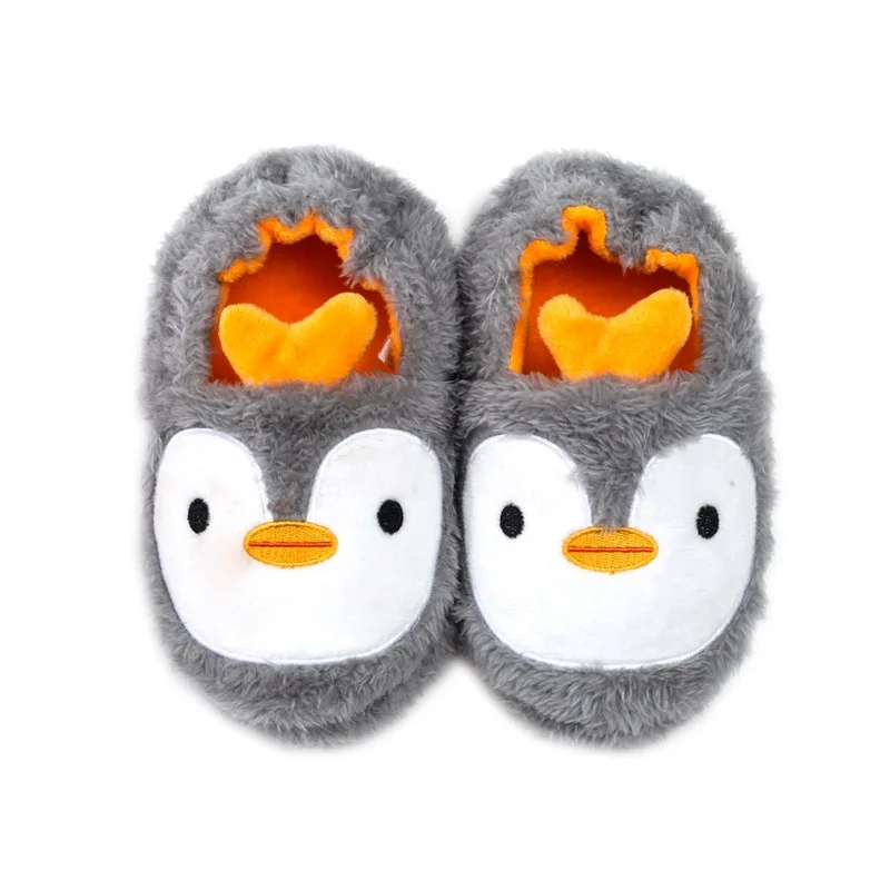 2022 Winter Cute Penguin Kids Slippers Comfortable Baby Warm Cotton Shoes Boys And Girls House Indoor Animal Plush Slippers