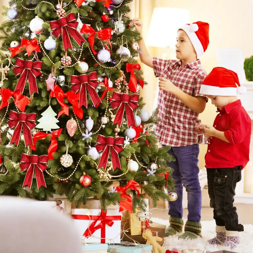 

10 шт., Новогодние декоративные банты для украшения ёлки