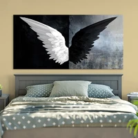 modern black white feather angel wings diamond embroidery cross stitch full square round diamond painting home decoration