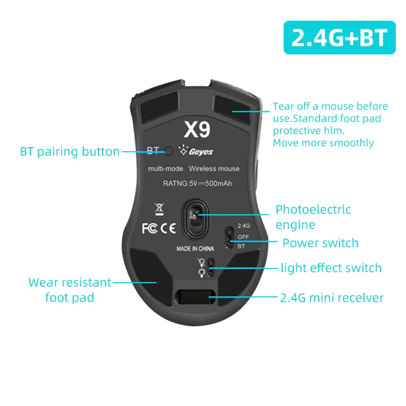 Фото Pictek компьютерная мышь 2 4 ГГц + Bluetooth 4.0 Беспроводная Двухрежимная в 1 2400DPI Pictek компьютерная мышь 2 4 ГГц + Bluetooth 4.0 Беспроводная Двухрежимная в 1 2400DPI