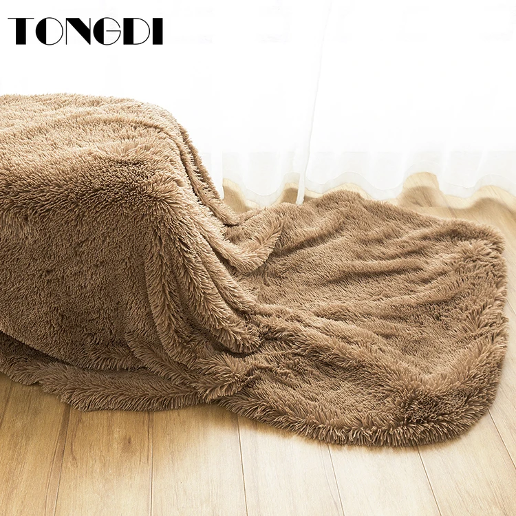 Мягкое теплое элегантное флисовое меховое толстое одеяло TONGDI однотонное зимнее