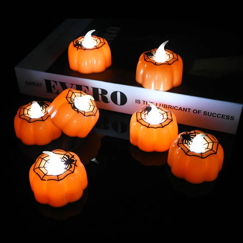 2/3/6pcs Halloween Small Pumpkin Candle Light Flameless LED Lights Lamp For Home Table Ornament Party Decor Supplies - купить по