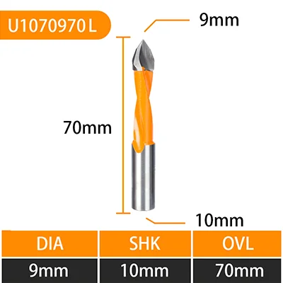 d9-L UCHEER 1 шт. левое/правое деревообрабатывающее сверло для изготовления отверстий ovl70мм Dia4-10mm Фасонная фреза ДВП - Длина режущей кромки: d9-L