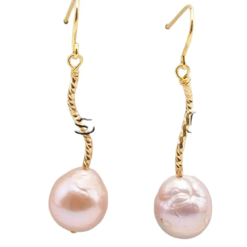 

P6545 12mm Almost-Round Lavender Edison KESHI PEARL Dangle Earring