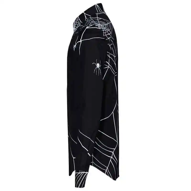 Мужская хлопковая рубашка с длинными рукавами Готическая приталенная