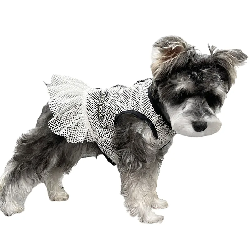 

Летнее платье для собак, одежда для собак с изображением померанского пуделя, бишона, фризе, шнауцера, мопса, французского бульдога, одежда, ...