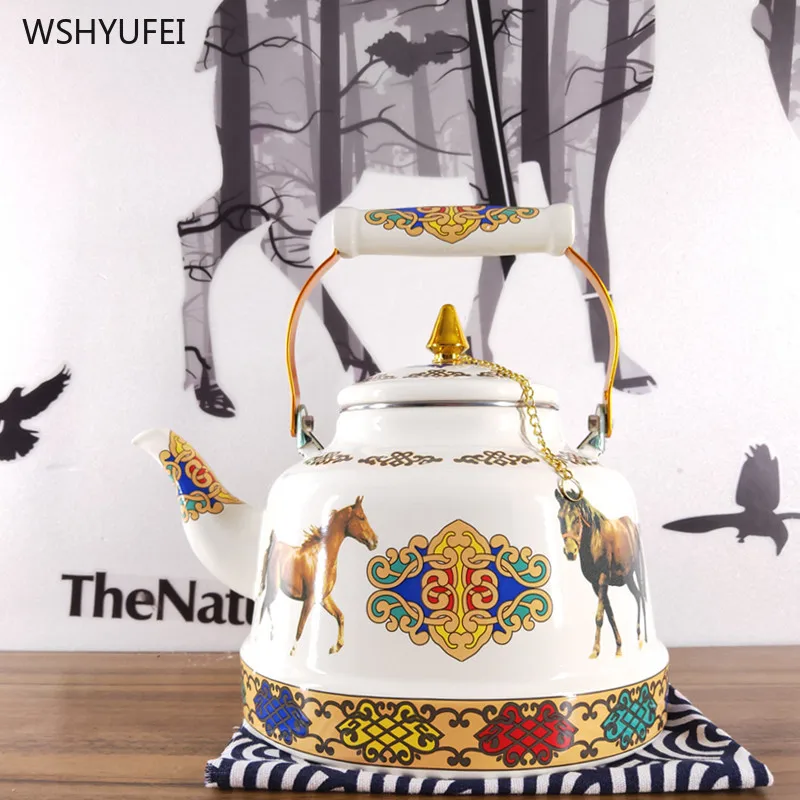 4 2 л эмалированный чайник Ретро Классический белый конский домашний газовая