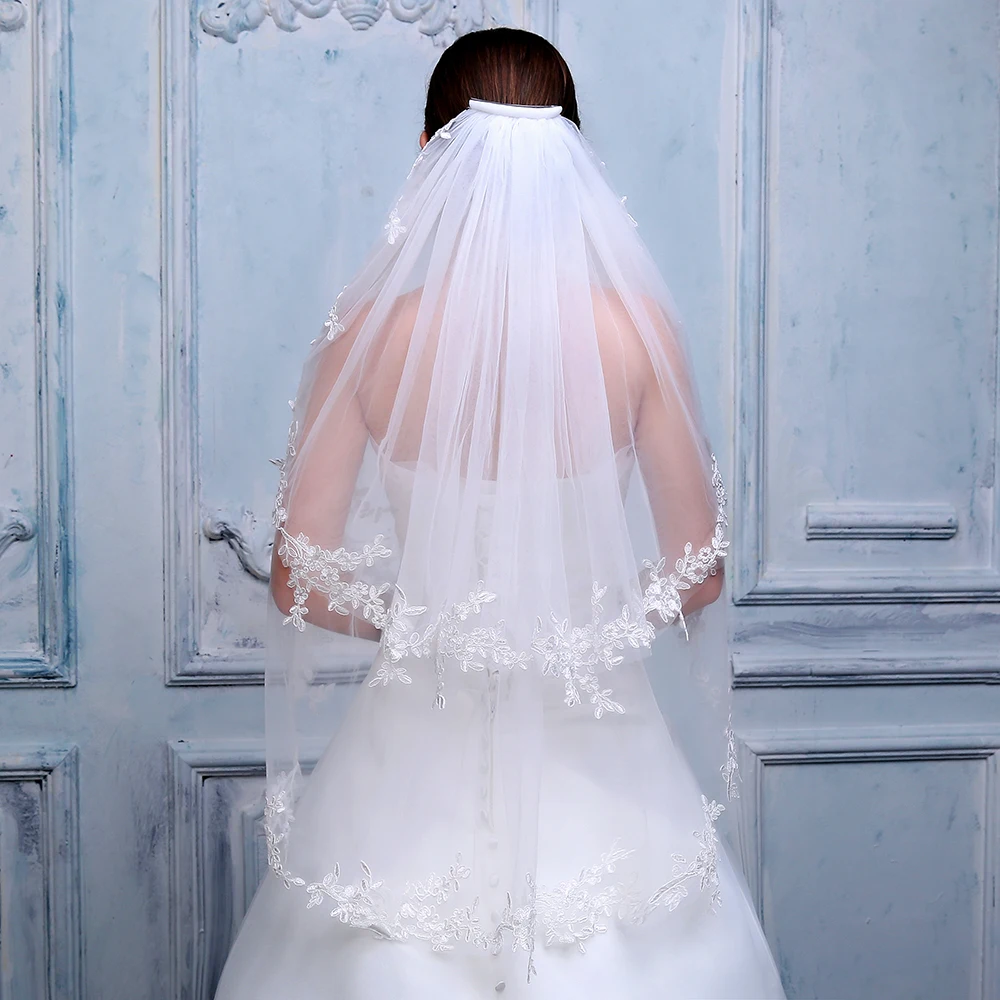 Новинка 2019 элегантная женская двухслойная Фата для невесты мягкий тюль с