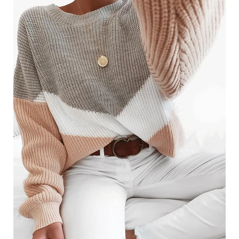 

Fashion Striped Sweaters Women Fall Winter Clothes Loose Hooded Pullovers Long Sleeve Round Neck Jumpers Female