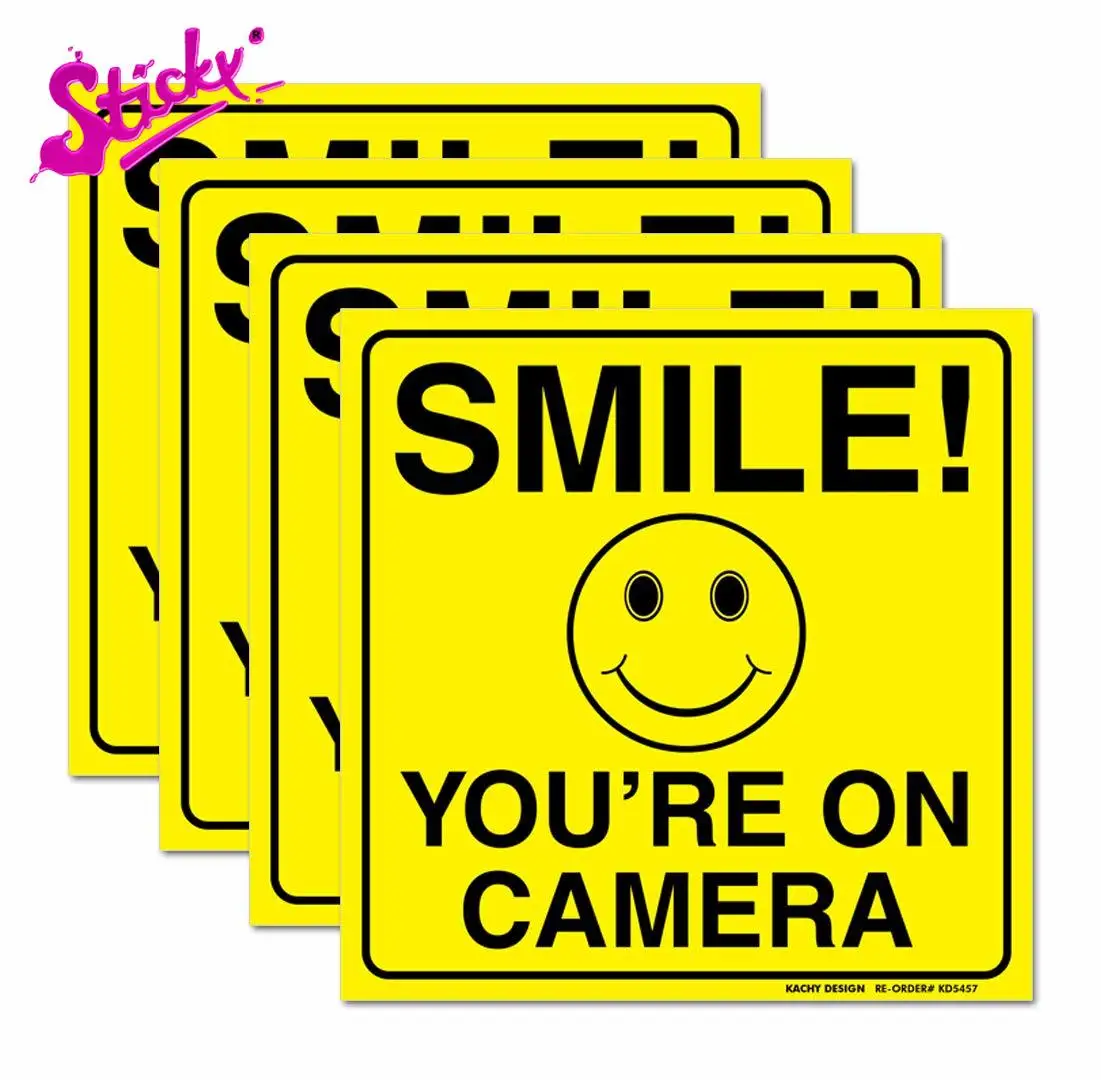 

STICKY Smile You're On Camera Sign Warning Plaques & Signs Car Sticker Decal Decor UV Protected & Weatherproof PVC Vinyl