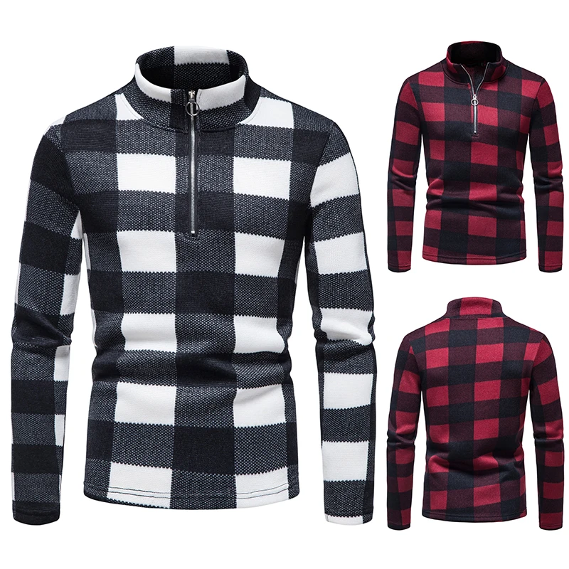 

2022 Trend New Men's Casual Plaid Long-sleeved Sweatershirt