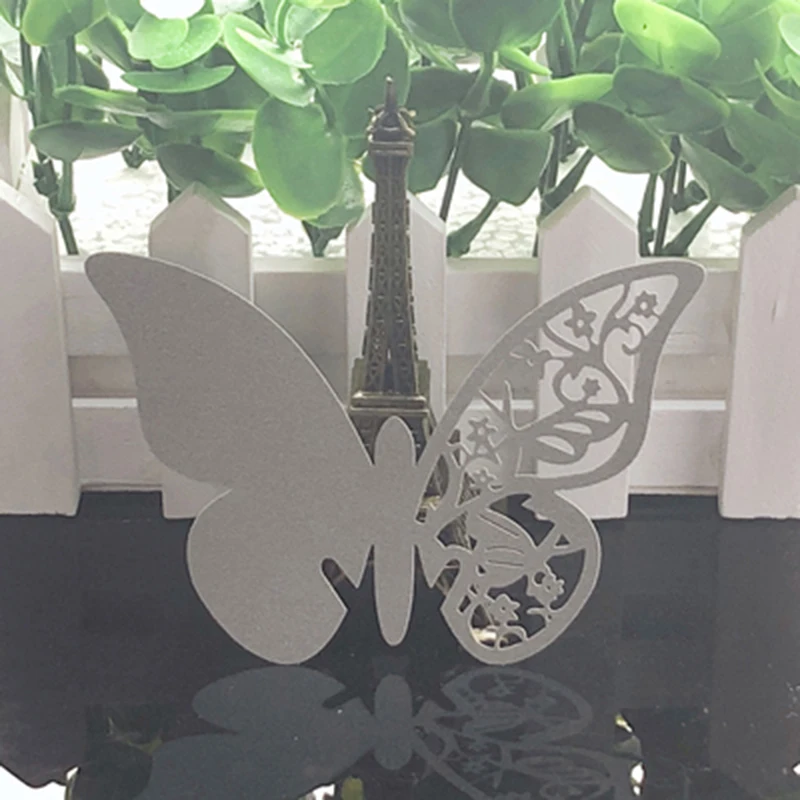 50 шт. бумажный столик с бабочкой и лазерной гравировкой бумажные карты для вина