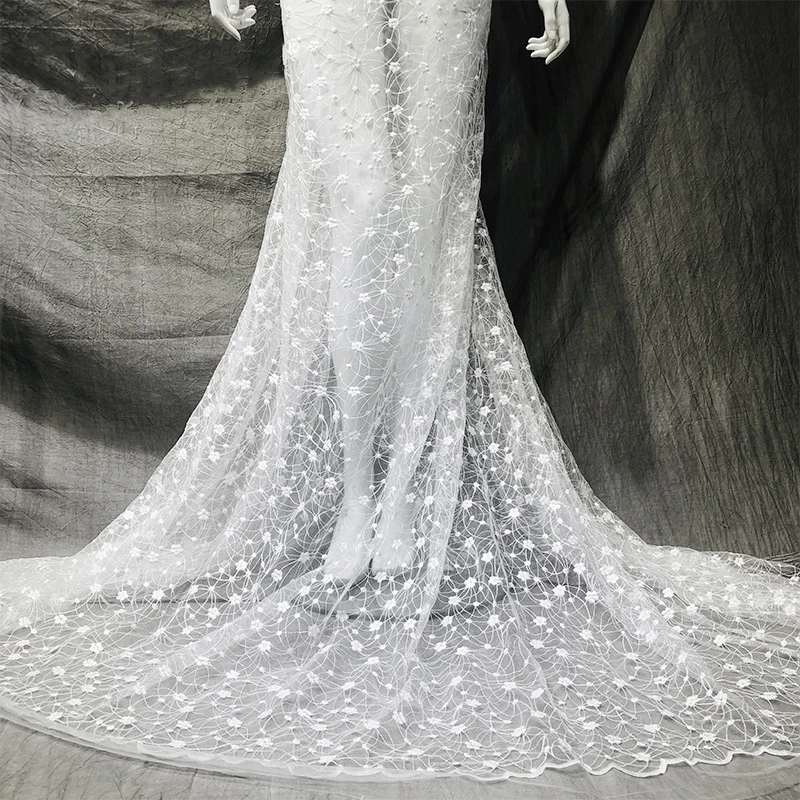 Ширина 128 см 5 стилей белая кружевная вышивка жаккард мягкая фатиновая ткань