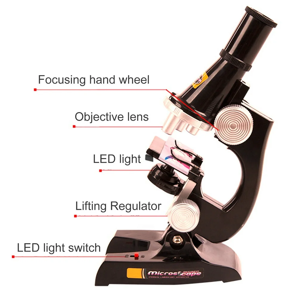 Детский младший микроскоп научный лабораторный набор светильник кой