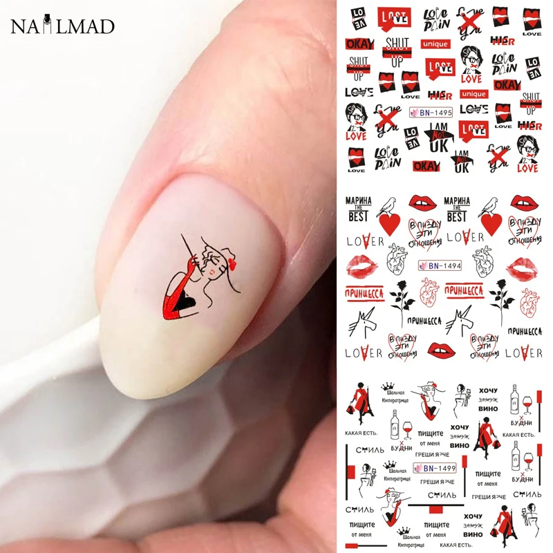 12 шт. наклейки для ногтей с надписью на русском языке|Стикеры и наклейки| |