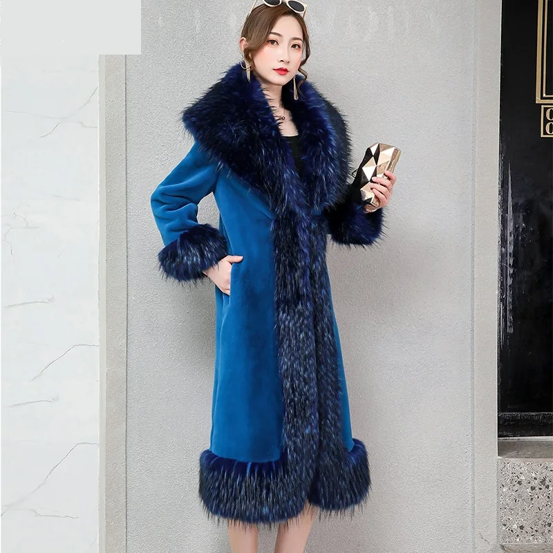 Роскошное меховое пальто с воротником из лисьего меха 2020 зимнее женское