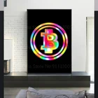 Биткоин в неоновых огнях, настенная Картина на холсте, картина, красочные принты, плакат, украшение для дома, спальни, гостиной, светодиодный