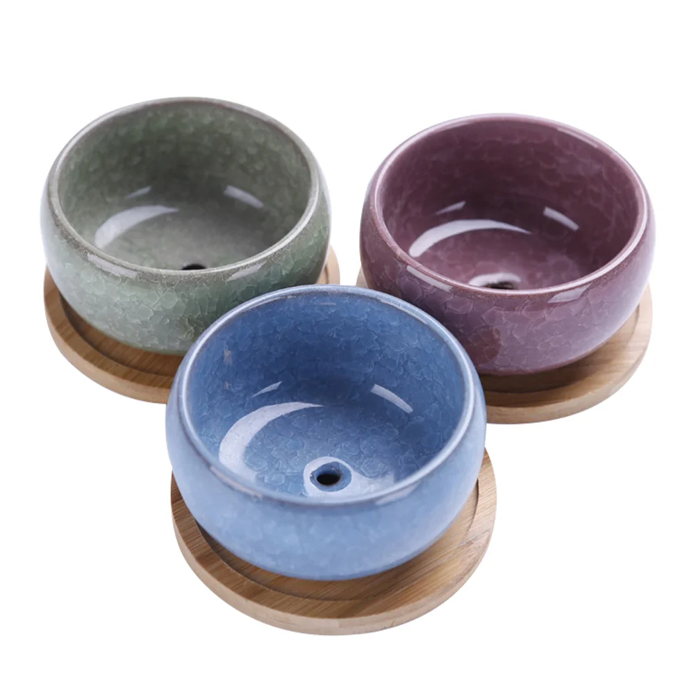 

3 Pcs Creative Succulent Plant Pots Flowerpots With Trays Indoor Ceramic Pots