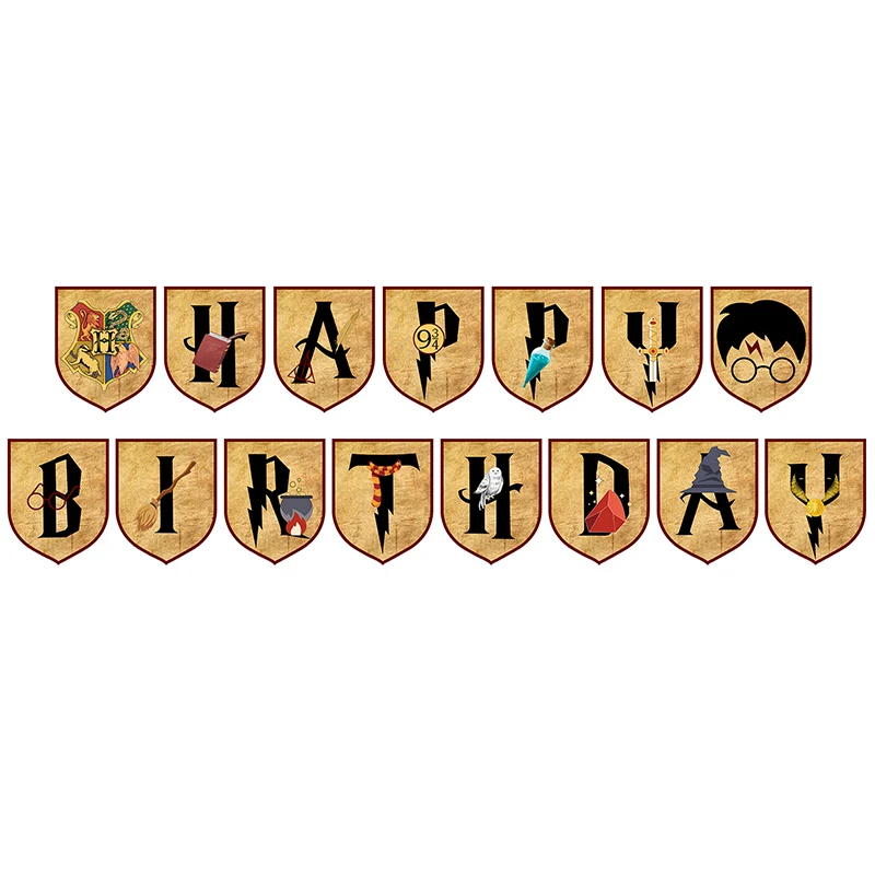 Гирлянда из бумажных флажков с надписью Happy Birthday флаги Академия Магии праздник