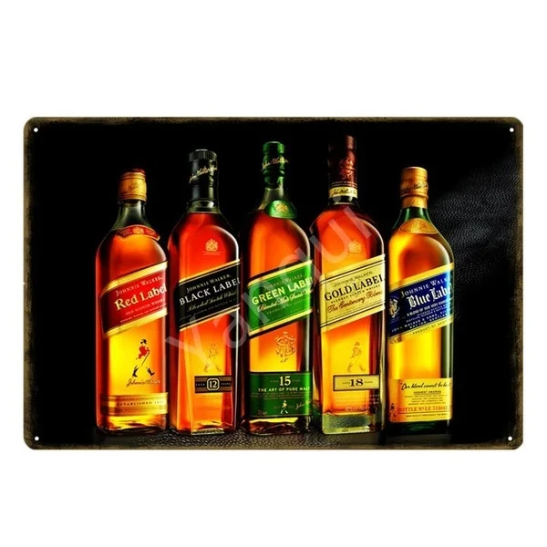 Gold Label Johnnie Walker Whiskey Beer Metal Tin Signs Vintage Retro Wine Wall Poster Bar Pub Club Shop Party Home Decor YI-170 | Дом и сад