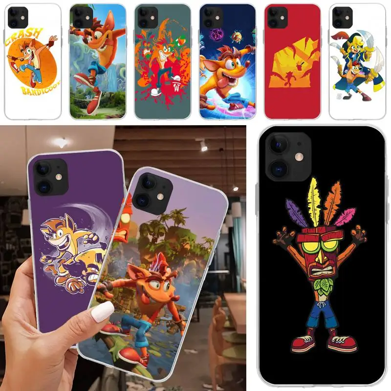 

Game Crash Bandicoot Phone Case Matching Coque Transparent For Iphone XR 11 12 13 Pro X XS Max 6 7 8 6s Plus SE2020 Case