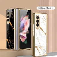 luxury tempered glass case for samsung z fold 2 case all inclusive plating fold2 fold3 shockproof cover for galaxy z fold 3 case