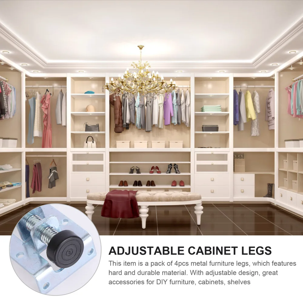 

4pcs Screw Furniture Adjustable Cabinet Legs Steel Table Sofa Metal Leveling Feet Corner Bracket Floor Protection